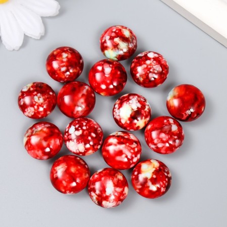 Beads for creativity plastic "Marble. Red" set of 15 pcs 1.7x1.7x1 cm-1