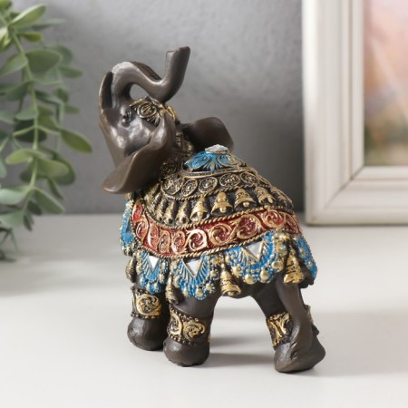 Polystone souvenir "Elephant in Red-blue Popone" MIX 11x6x12 cm-2
