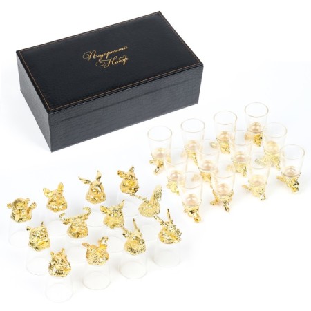 A gift set of glasses-frauds for 12 people, with a decanter 400 ml, glass 30 ml, gold-1