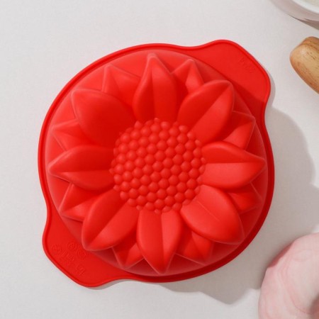 Baking uniform “Sunflower”, silicone, 15.3 × 13 cm, internal size 12 × 12 × 4.5 cm, red red color-1