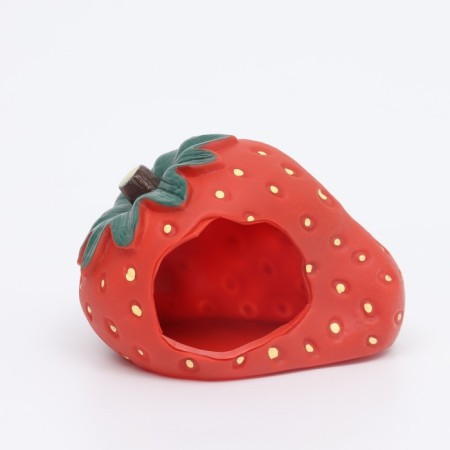 House-Gnesdo "Strawberry" for birds and rodents, 14 x 11.9 cm, red-1