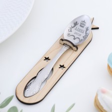 A spoon is registered, tea, with an engraving 