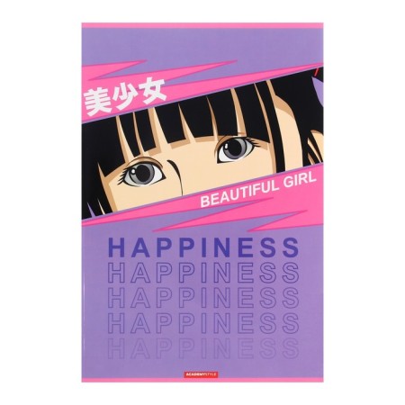 A4 notebook, 48 sheets in the “Anime Girl” cage, covered cardboard, uf-varnish, mix-3
