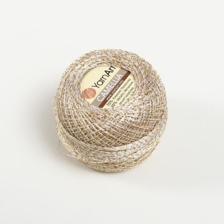 Yarn "Camelia" 70% polyester, 30% lurers 190m/20g (430 pearls-gold)-1