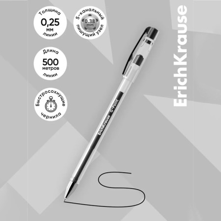Gel pen Erichkrause G-Point, black ink, node 0.38 mm, letter line length 500 meters-10