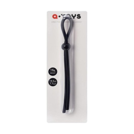 Lasso for Penis Toyfa A-Toys, with one bead, silicone, black color, 19.5 cm-3