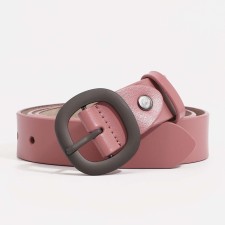 Women's belt, width 2.5 cm, screw, buckle metal, pink color