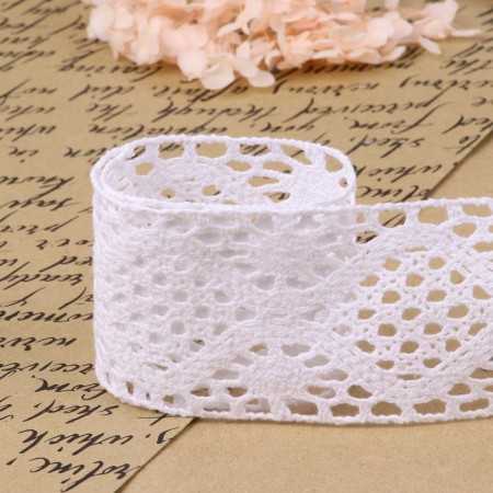 Knitted lace, 65 mm × 10 ± 1 m, white color-2