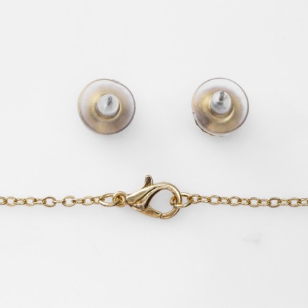 Set 2 objects: earrings, pendant "heart" lady, blue-white color in gold, 48 cm-2