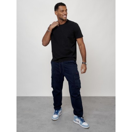 Cargo jeans men, size 44, dark blue color-11