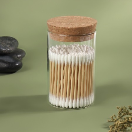 Organizer for storing cotton sticks, d 6.5 × 10 cm, the color is transparent/brown-2