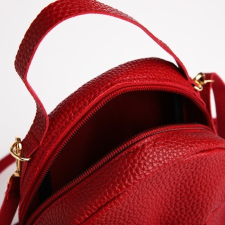 Women's backpack of artificial leather with lightning, 1 pocket, red color-3