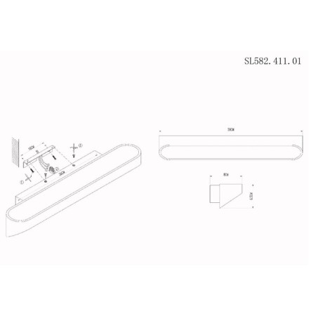 Wall lamp ST LUCE. SL582.411.01. 1x18 W, LED, 4000K, 58x6.5 cm, black color, gold-3