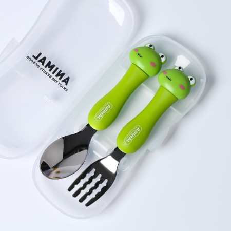 A set of children's cutlery in the “Frogsat” case, fork, spoon-4