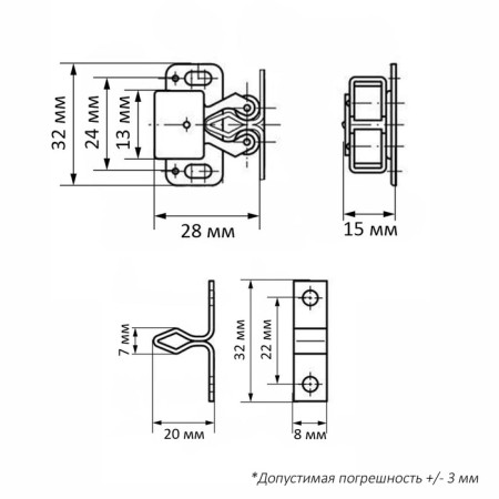 Double roller latch-stop Lockland, iron, color copper-6