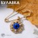 Mandalah-shaped pins, 3 cm, blue color in gold