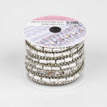 Rhinestones “rectangle”, width - 8 mm, 4.5 ± 0.5 m, silver color-2