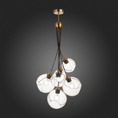 Suspended EVOLUCE lamp. Sle103103-06. Satturo. 6x60 watts, E27, 35x35 cm, golden color-1