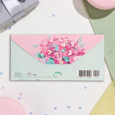 Money envelope "Happy Anniversary!" sweets, flowers, 17x8 cm-3