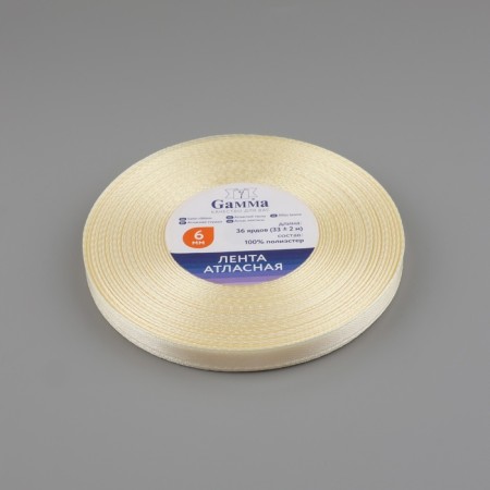 Satin tape, 6 mm × 33 ± 2 m, cream # 008 color-1