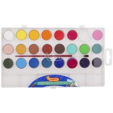 Dry watercolor jovi, 24 colors, d = 20 mm, with a brush