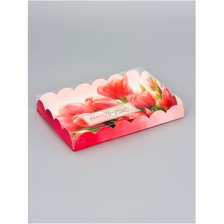 Cookie box, confectionery packaging, "tulips", 22 x 15 x 3 cm