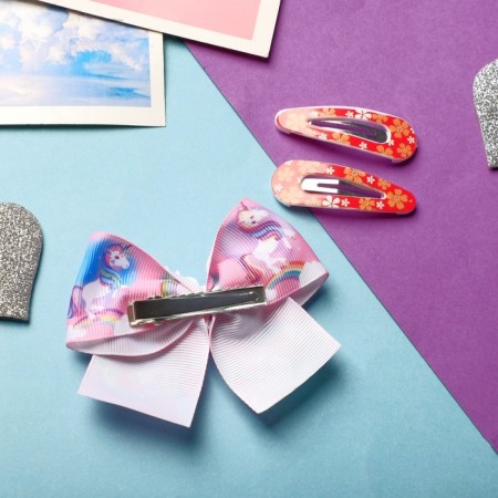 Hair set "Magic" (2 invisibility, 1 clamp) unicorns, pink-2