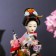 Collector doll "Japanese in a flower kimono with flute" 30x12.5x12.5 cm