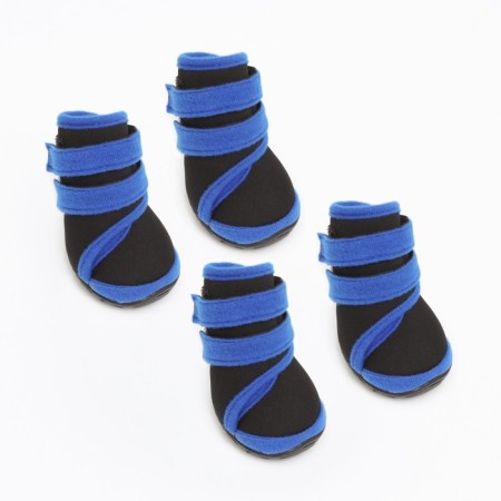 The boots are high for large dogs, set 4 pcs, size L (sole 10 x 7 cm), black and blue-1