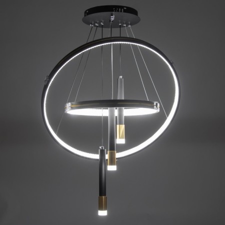 Chandelier "Circles Neo" 2+3LED 140W 3 black modes 60x60x4-85 cm-2