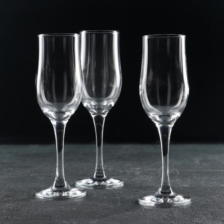 Set of glass glasses for champagne Tulipe, 200 ml, 3 pcs