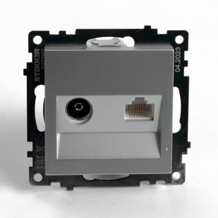 ROSET TV + computer RJ-45 (mechanism), Stekker Series Catherine, Silver, GLS00-7106-03