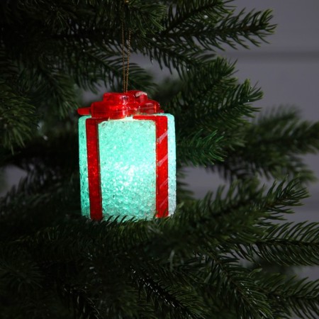 LED figure "Gift" 7.5 cm, plastic, batteries AG13x3, glow of multi (RGB)-1