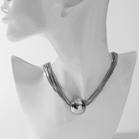 The necklace "stereo" bead, 10 threads, color silver, 40 cm-1