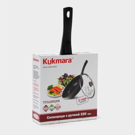 Pan "Tradition", D = 22 cm, glass cover, removable handle, anti -stick coating, black color-10