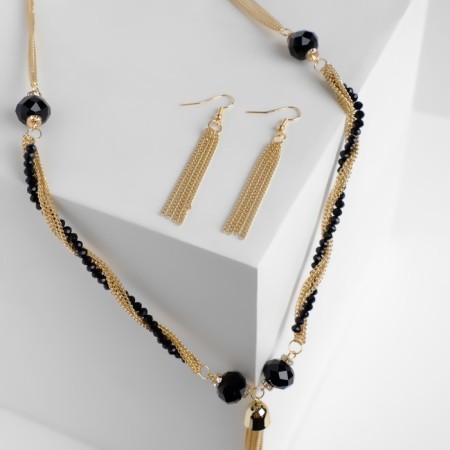 Set 2 objects: earrings, “unison” beads with accuracy, black color in gold, 60 cm-1