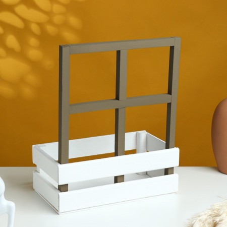 Wooden Kashpo 24 × 14 × 30 cm "Window flowerbed", with a pen, white brown giving beautifully-2