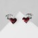 Emall earrings "Devil" heart, red color in silver