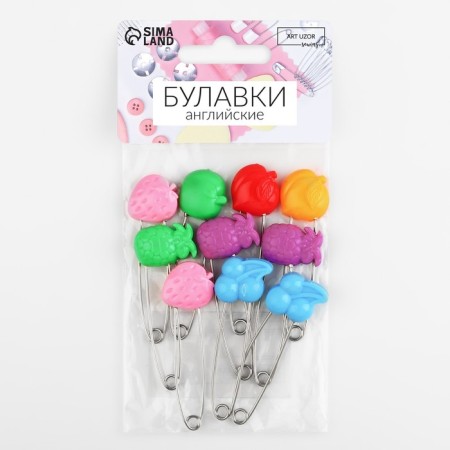 Bulavka English "fruits", safe, 50 mm, 10 pcs, color mix-4