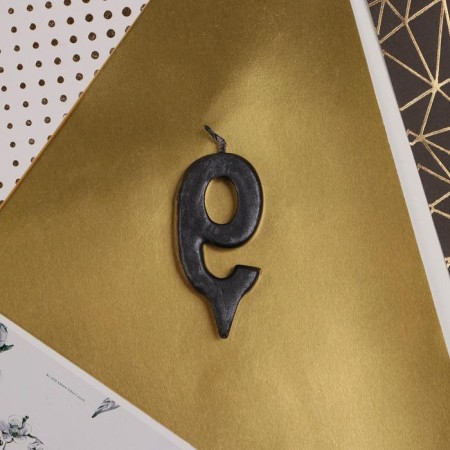 Candle for the cake, number "9", black.