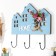 Decorative wood hooks "House with a bouquet of flowers" 25x29.5x4.5 cm