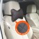 Siger pillow "Automobile Bone", on a car's headrest, smooth eco -leather, rhombus, black