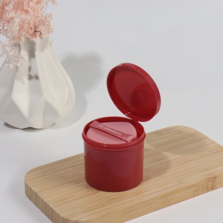 Strawberry makeup sponge, set - 7 pcs, d = 5.5 cm, with a holder, in a case, pink color-8
