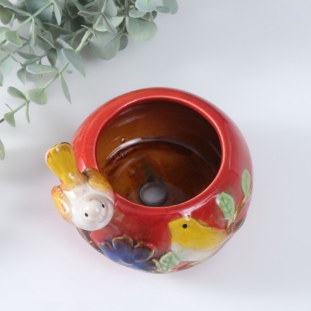 Souvenir ceramics stand "Gray bird on the bowl" MIX 11x11.5x8.5 cm-6