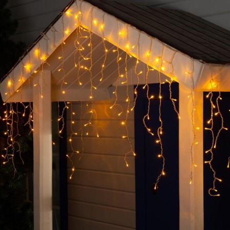 Garland "fringe" 3 × 0.9 m, IP44, UMS, transparent thread, 232 LED, yellow glow, 220 V