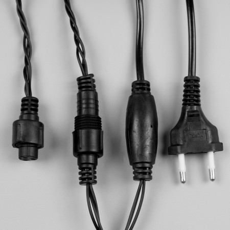 Garland “thread” 10 m, IP44, UMS, dark thread, 100 LED, warm white glow, white flicker, 220 V-3