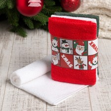 New Year. Set of terry towels Ethel XMAS 30x30 cm-3pcs, 340g/m2, 100% cotton