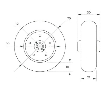 Wheel for transport carts, D = 75 mm-4