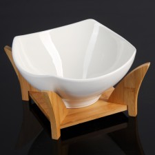 Ceramic Esthet Ceramic salad bowl, 2 l, on a wooden stand