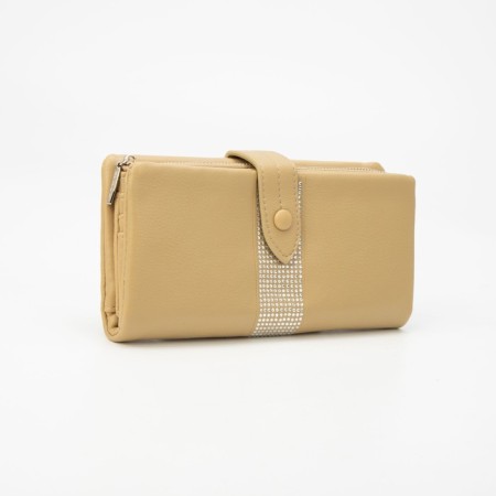 Women's wallet on the button, mustard color
